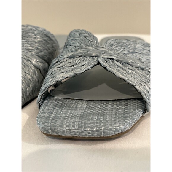 Calvin Klein Raffia Flat Sandals Powder Blue Size 7 - Picture 4 of 13